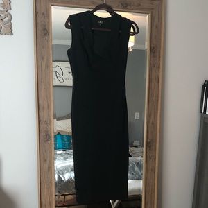 Black midi v neck dress